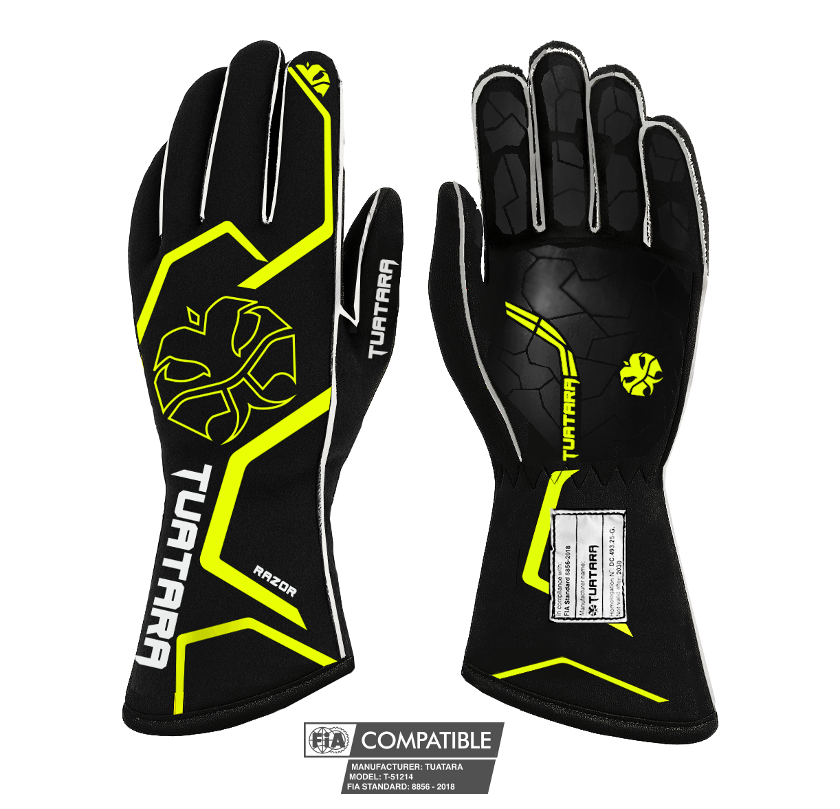 Tuatara Razor YLLW FIA 8856-2018 racehandschoenen (pre-order)