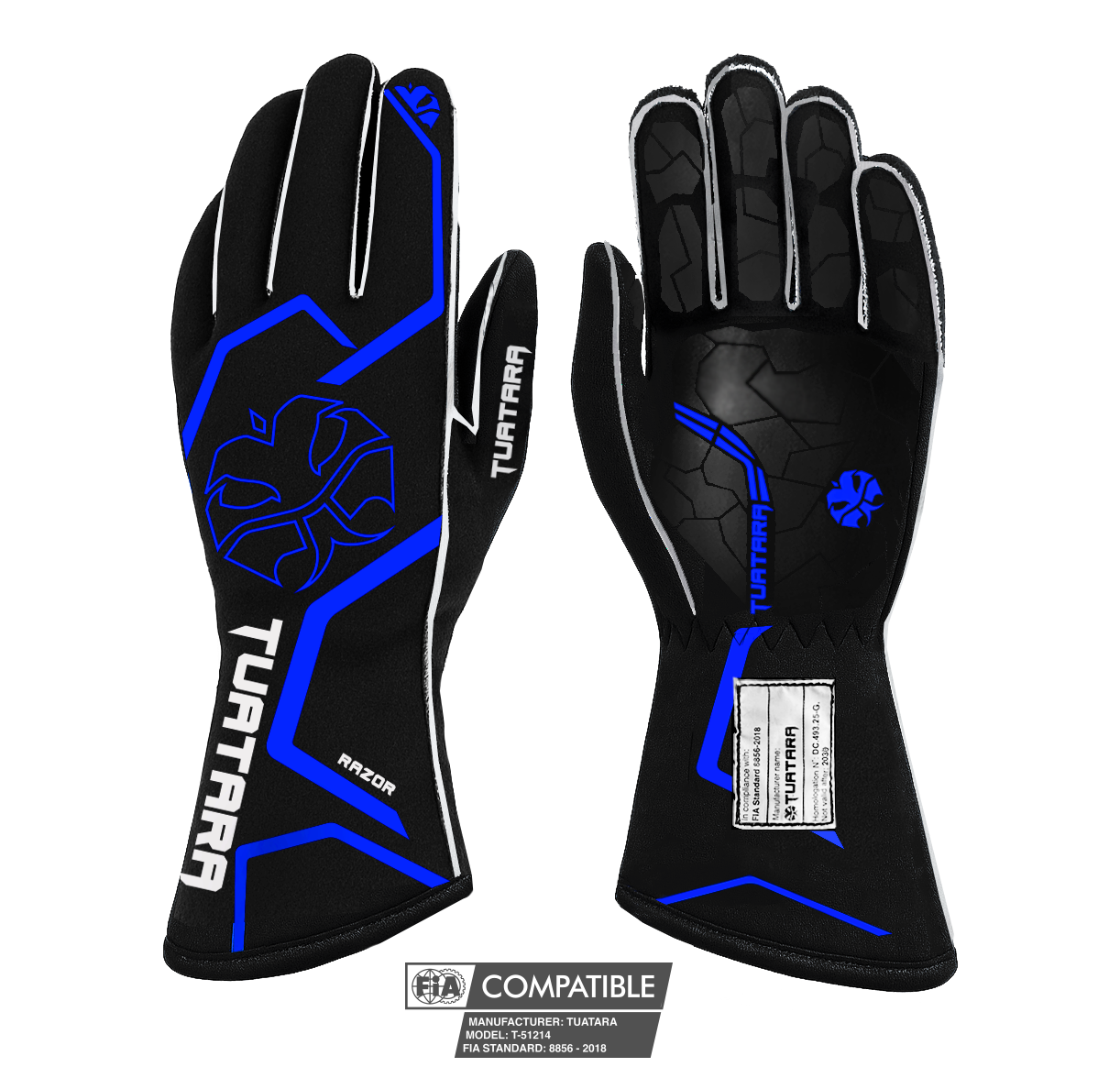 Tuatara Razor Blue FIA 8856-2018 racehandschoenen (pre-order)
