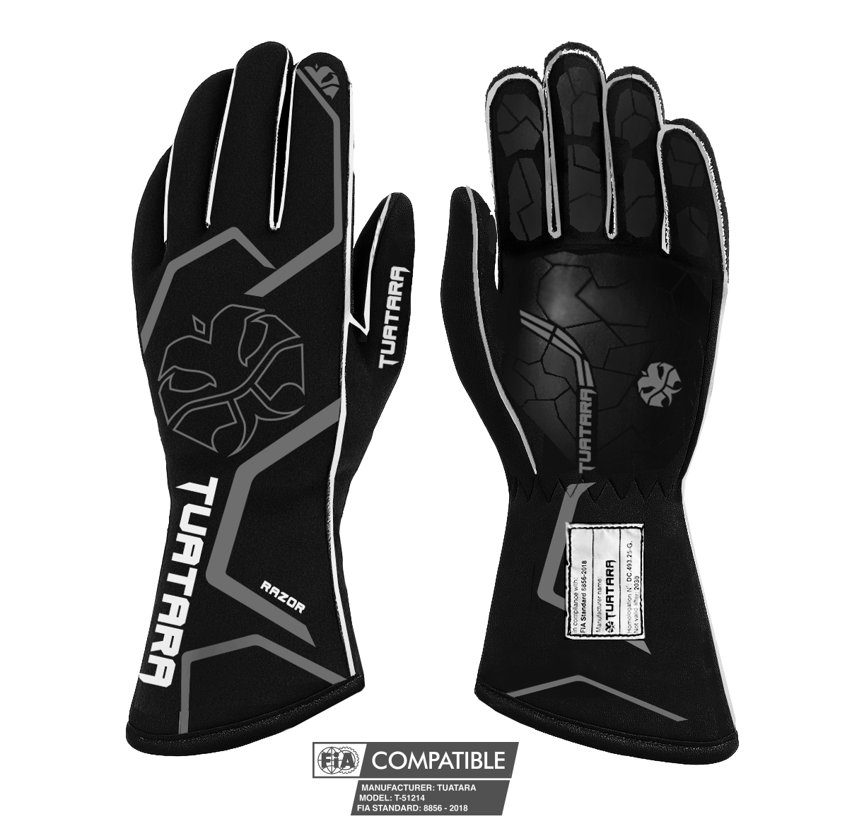 Tuatara Razor Grey FIA 8856-2018 racehandschoenen (pre-order)