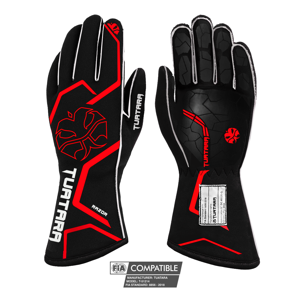 Tuatara Razor Red FIA 8856-2018 racehandschoenen (pre-order)